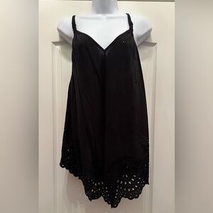 DKNY black Sleevless crotchet detail top